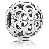 MiniJewelry Daisy Flower Bead Charm fits Pandora Moments Bracelets Women Sterling Silver Birthday Christmas S925