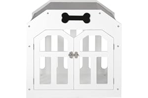 Scurrty Dog House Furniture Style Wooden Pet House Cat Bed Wood Dog House, Pet Furniture, Dog Furniture Dog Crate for Medium Small Dog House Kennel Indoor (White-M)