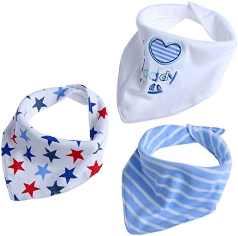 Baby Bandana Drool Bibs for Unisex Baby 3 Pack Absorbent Cotton Modern Baby Gift Set (I Love Daddy)
