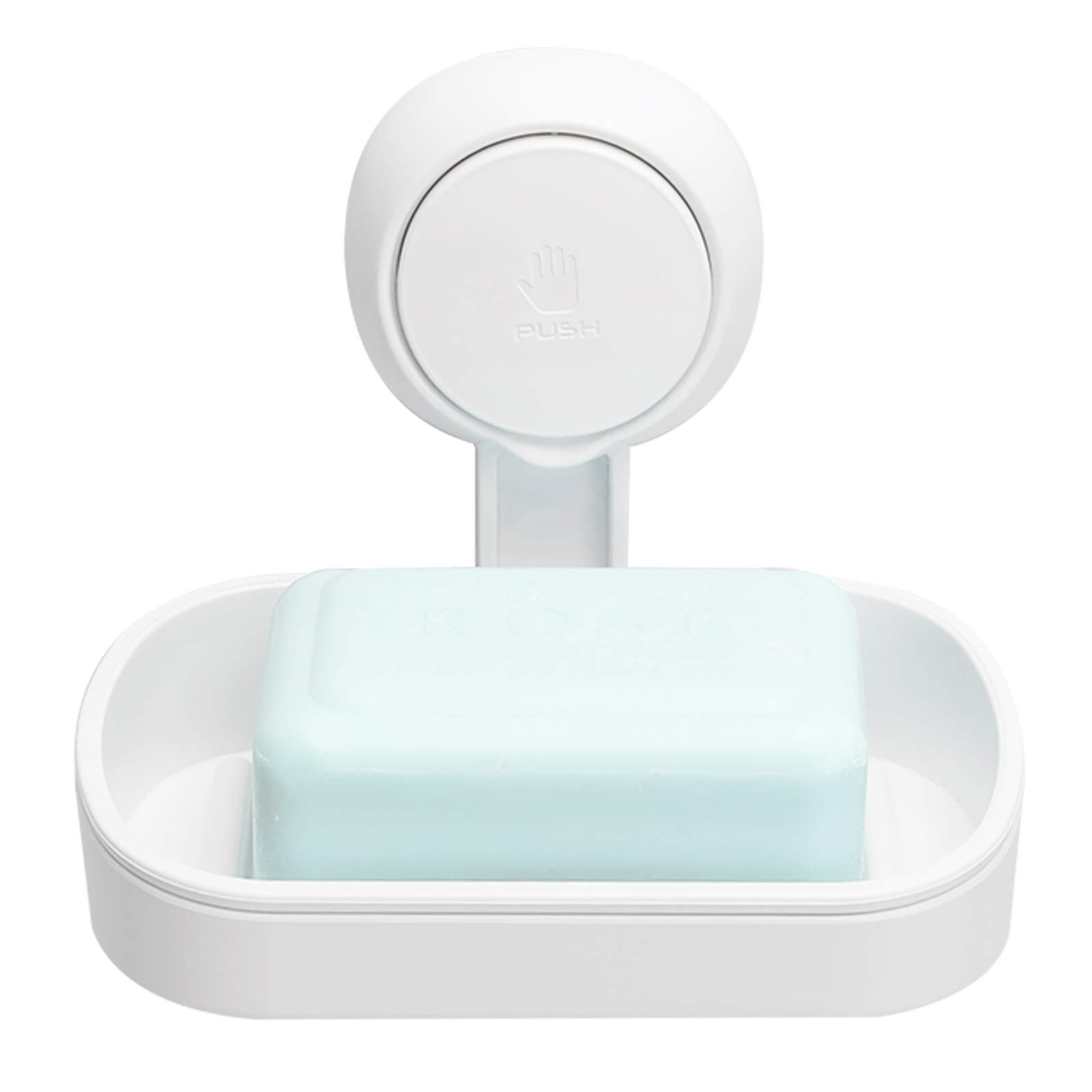 LEVERLOC Soap Dish for Shower, Max Hold 3 KG Suction Soap Holder for Bathroom, Bathtub, Wall Mounted, Waterproof, Drill-Free, Removable Suction Shower Organizer, Sponge Sink Holder, Plastic In White