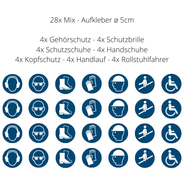 Sticker – Diameter cm – UV and Weather Resistant – ISO 7010 – Sustainable – Mandatory Sign (5 cm, Mix)