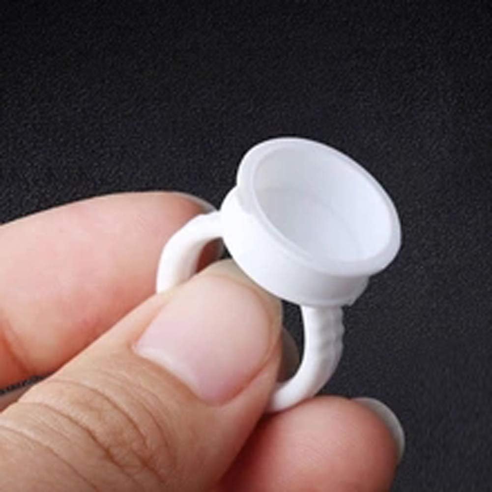 Yesmin 100pcs Disposable Plastic Glue Holder Rings, Pigment Ink Cups for Eyelash Extensions Nail Art, Microblading - Image 3