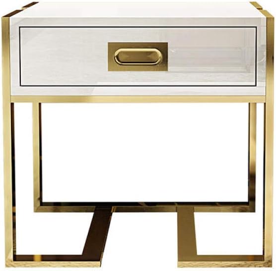 YTSFT Modern Bedside Table Living Room Telephone Coffee Table Alloy Storage Sofa Table Corner Side End Table Bedroom Hotel Home Furniture-White