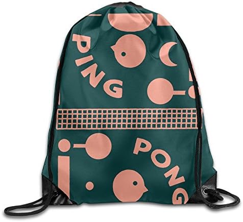 Ping Pong Printed Cute Drawstring Backpack Boys Lightweight Daypack Tote Party 16.9"14"