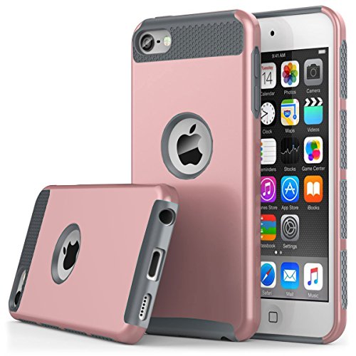 iPod Touch 6 Case,iPod Touch 5 Case,Jwest Slim Fit Protective iPod Touch Case 2-Piece Style Hybrid Hard Case Cover for Apple iPod touch 5 6th Generation (Rose Gold&Gray)