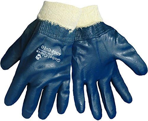 Global Glove 400FC Full Coated Nitrile Dipped 2 Piece Interlock Liner Glove with Knitwrist Cuff, Work, Large, Light Blue (Case of 72)