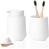 zuxzmj Matte White Bathroom Accessories Set Plastic Foaming Hand Soap Dispenser and Toothbrush Holders 2 Piece