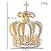 FUMUD Height 5.8'' Big Crown Crystal With Pearl Tiara Wedding Crown Bride Womens Head Band Vintage Baroque Royal HairBand Accessories (Gold)