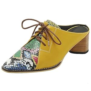 51PqmmKUUIL. SS300 Kaizi Karzi Mujer Moda Tacón Medio Mulas Punta Quadrada Bombas Zapatos Tacón Chunky Cordones Serpiente Zapatos de la… 51PqmmKUUIL. SS300