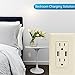 TOPGREENER TU2152A-LA Power Outlet USB, 2.1A Dual USB Charger Outlet 15A Duplex Tamper Resistant Receptacle, Light Almond