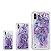 iPhone X Case, AS-Zeke Liquid Quicksand Bling Sparkle Design Crystal Clear Transparent Soft Flexible TPU Redouble Shockproof Full Protective Cover for iPhone X - Campanula Purple