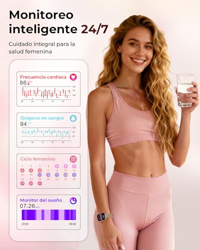 Iaret Women's Smart Watch, Gift with 4 Interchangeable Straps and Charm, 1.75 Inch Smartwatch, Bluetooth Calls, Heart Rate SpO2 Sleep, 120+ Sports Modes, Compatible with Android iPhone
