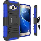 Galaxy J2 Holster Case (2016), CoverON [Explorer Series] Holster Hybrid Armor Belt Clip Hard Phone Cover For Samsung Galaxy J2 (2016) Holster Case - Blue / Black