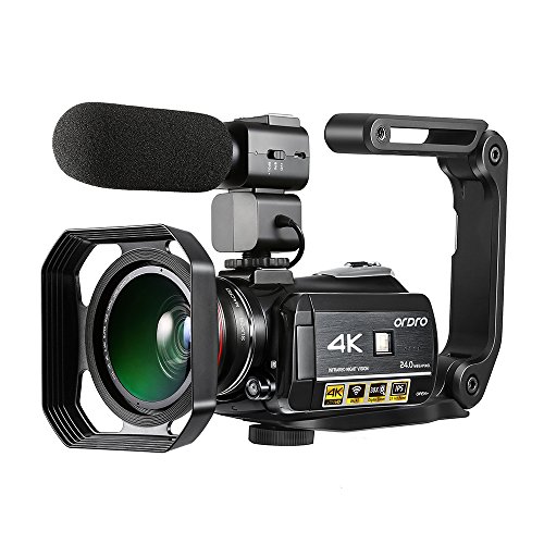 4K Camcorder, ORDRO AC3 Ultra HD Video Camera 1080P 60FPS WiFi Camera and IR Night Vision Camcorder 3.1 IPS Touch Screen Digital Camcorders with Microphone Wide Angle Lens