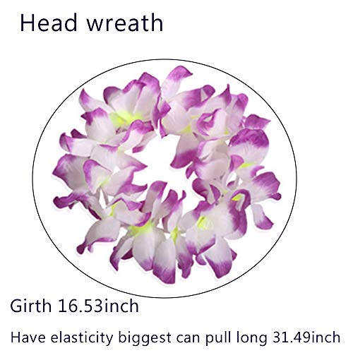 Arlai Set of 4 hawaiian leis and headbands - necklace bracelets headband set (purple)