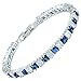 RIZILIA [Ice Cube] Princess Cut Multi-Color CZ 18K White Gold Plated Tennis Bracelet, 7