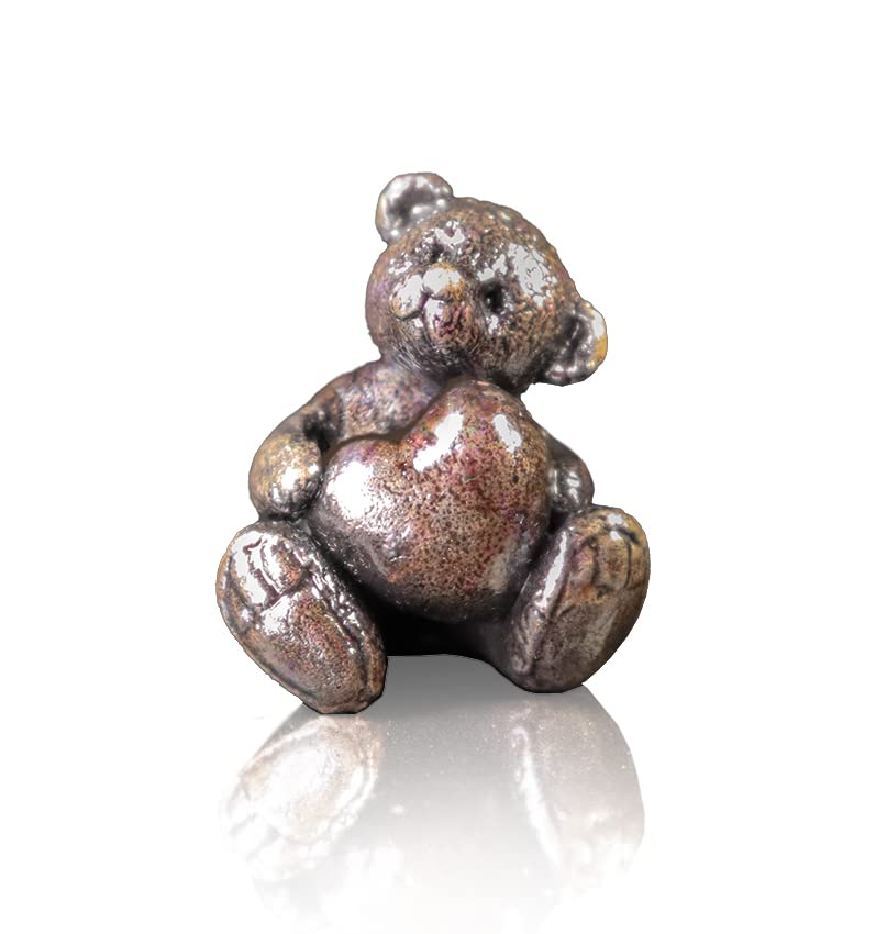 Richard Cooper Butler & Peach Solid Hot Cast Bronze - Teddy Bear with Love Heart 2094