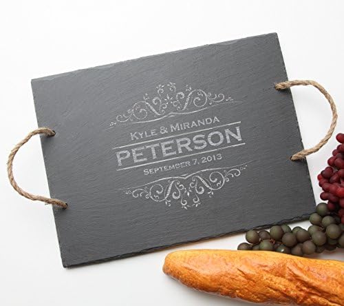 Personalized Slate Cheese Boards, Custom Engraved Slate Serving Tray Design 7-Personalized Wedding Gift, Engraved Anniversary Gift, Bridal Shower