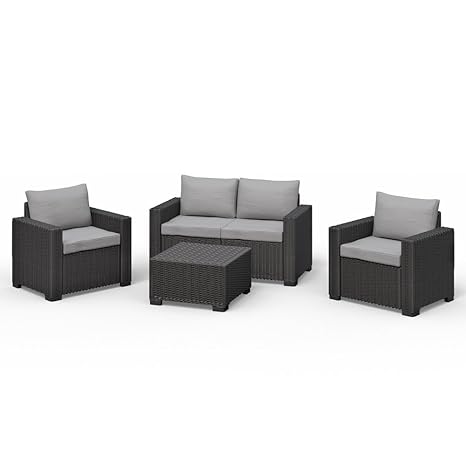 Lot De 2 Allibert California Fauteuil En Polyrotin Avec Meubles De