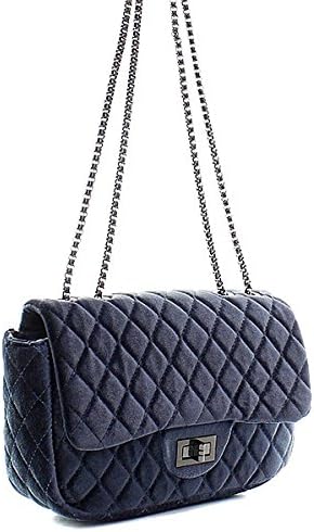 Fashion Faux Velvet Quilted Messenger Bag