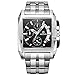 Fashion Mans Business Stainless Steel Strap Waterproof Analog Quartz Watch with Calendar Wirstwatch (Black)