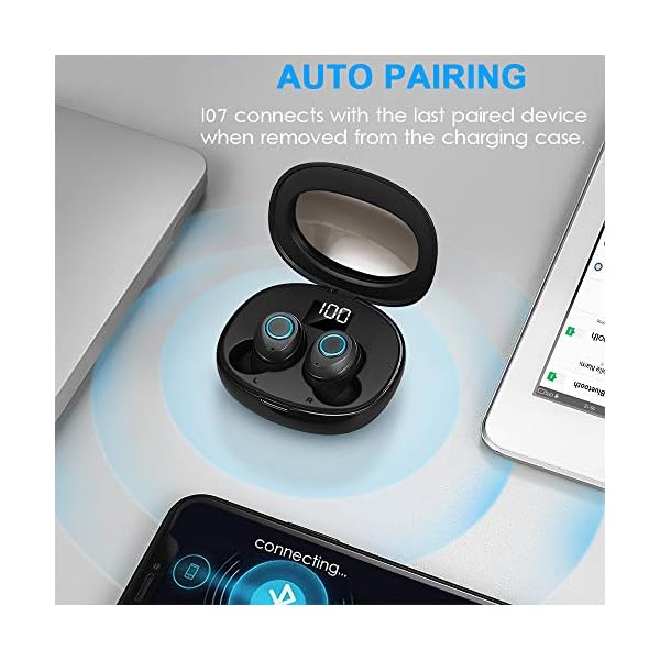 Wireless Headphones, Wireless Earbuds [Super Light] Bluetooth 5.1 Headphones with Type-C Charging Case, Wireless…