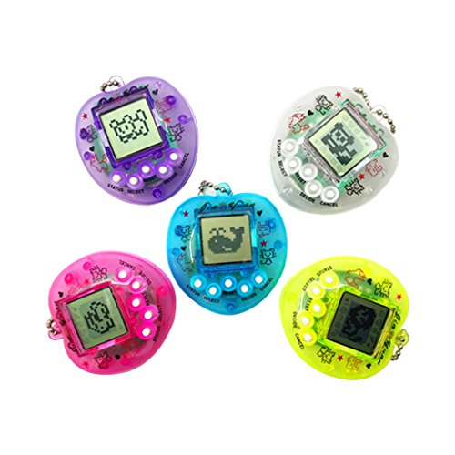 Misright 3Pcs Cute Heart Shape LCD Virtual Digital Pet Electronic Game Machine with Keychain (Random Color)