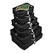 Rusoji Premium Packing Cube Travel Luggage Organizers - 6pc Various Size Set (Black)