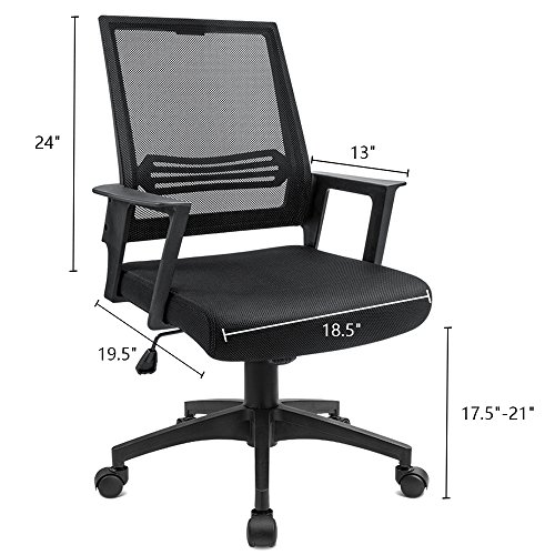image for Devoko Office Chair Mid-Back Height Adjustable Mesh Desk Chair Armrest