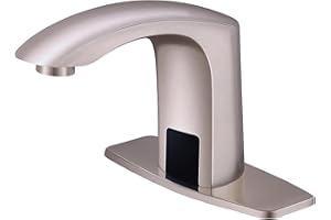 Luxice Sensor Automatic Touchless Bathroom Sink Faucet Hot & Cold Mixer Cover Plate Included Faucet, Brushed Nickel