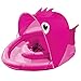 SwimSchool Pink Fun Fish Fabric Baby Pool Float, Splash and Play, Baby Boat with Safety Seat, Extra-Wide Inflatable Pool Float, Retractable Canopy, UPF 50, 6 to 24 Months, Pink