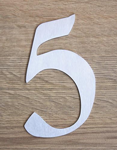 COBBLER House number 5, brushed stainless steel, type 2, 7 inch