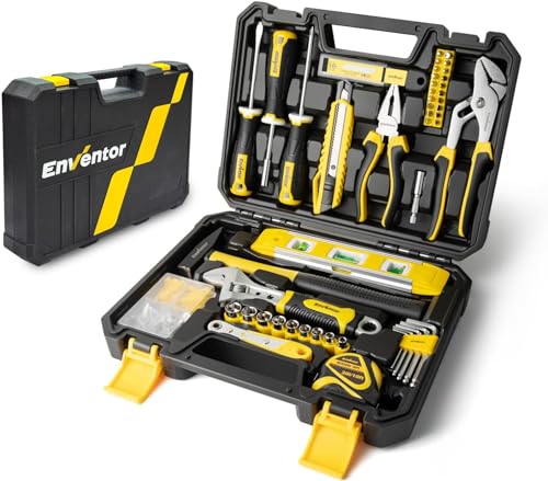 Enventor 158PCS Yellow Complete Tool Box, General Purpose Hand Tools Case, Tool Set Kit with Keys, Portable Tools Set for DIY and Daily Arrangements
