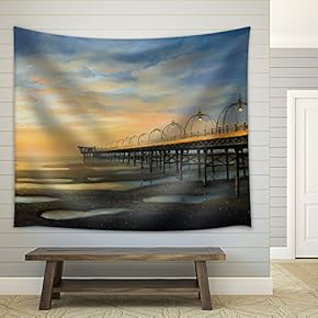 an Oil Painting on Canvas of One of The Strongest Outflows in The History of Southport in The United Kingdom - Fabric Wall Tapestry Home Decor - 51x60 inches