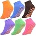 ShaqMars 6 Packs Toddler Socks Non Skid Socks for Kids Anti Slip Ankle Socks With Grips for Hospital, Yoga, trampoline (M)