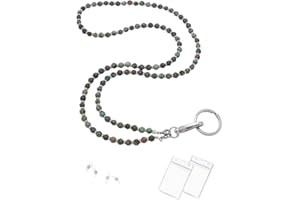 C&L Accessories Lanyard for Women, Beaded Lanyards for ID Badges Holder Teacher Lanyard Holder Keychain Necklace Glasses Strap for Women (African Turquoise)