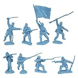Civil War 1863 Union Infantry Charging Plastic Army Men: 16 LIGHT BLUE 54mm Figures - 1:32 scale
