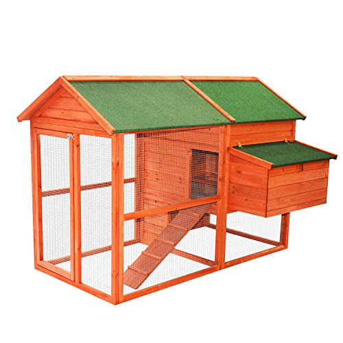 Pawhut 71 Wooden Backyard Chicken Coop Hen House With Outdoor Run