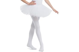 Girls' White Tights, Dance & Performance Footed Tights, Lightweight Leggings for Spring Summer, 3-Size (3T, 5T, 7-8 Years)