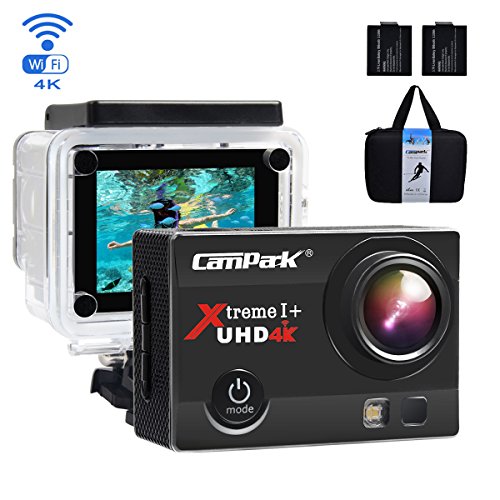 Campark ACT74 Action Cam 16MP 4K WiFi Waterproof Sports Camera 170° Ultra Wide-Angle Len with SONY Sensor,2 Pcs Rechargeable Batteries and Portable Package