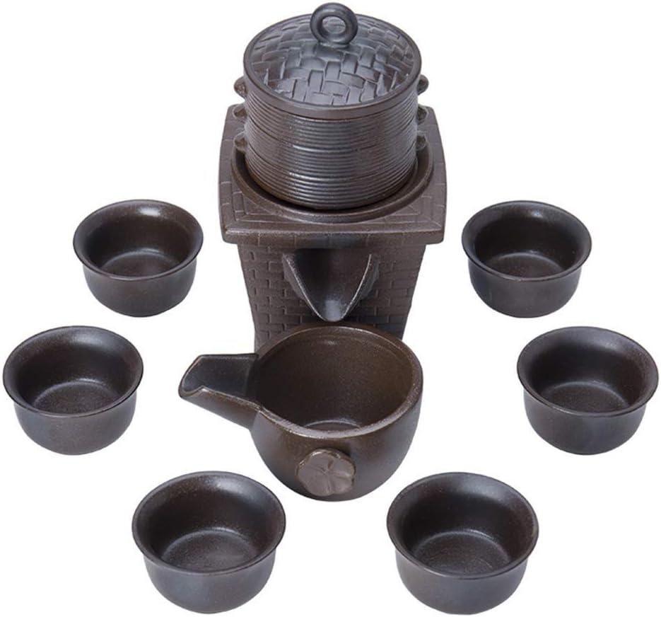 YUQUNA Dehua Ceramic Tea Set, Chinese Handmade Vintage Tea Set Semi-automatic Lazy Tea Set Teapot Tea Cup
