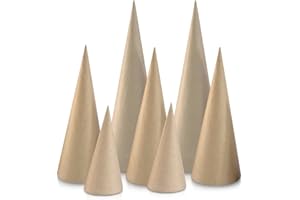 Paper Mache Craft Cones Variety Pack 3 Sizes- 13.75 x 5, 10.63 x 4, 7 x 3 Inches (7)