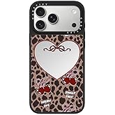 CASETiFY Mirror iPhone 17 Pro Max Case [Reflective/Compatible with Magsafe / 4.9 ft. 1X Military Grade Drop Protection] - Leopard Cherries - Silver On Black