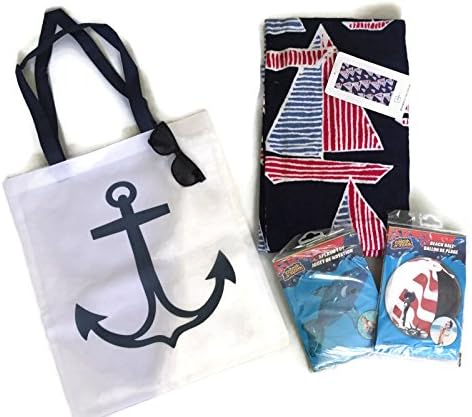 Mainstays Patriotic Beach Towel...This Bundle Includes A Patriotic Sailboat Towel, 1 Patriotic Beach Ball, Inflatable Dolphin Float, & Cool Neon Sunglasses