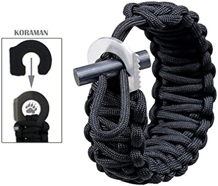 Linshanbang Paracord Survival Bracelet with Adjustable Black Stainless Steel D Shackle - Grade Type III Military Bracelet - Suitable for 8 to 9 Inch Wrists