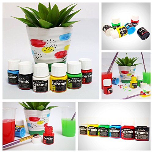 Mont Marte Ceramic & Porcelain Paint Set - 6 Pieces x 20ml - Water Resistant Ceramic Colors Paints - Ideal for Painting Cups, Vases and Bowls - Perfect for Beginners and Professionals