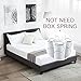 Mecor Upholstered Linen Queen Platform Bed Metal Frame with Wood Slat Support,Square Stitched Headboard,Black/Queen Size