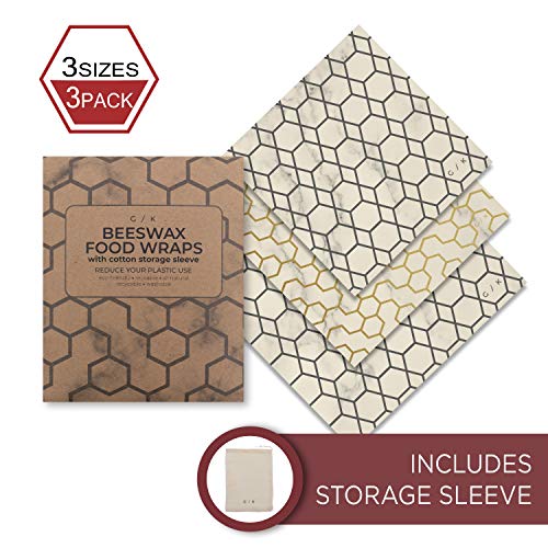 Beeswax Food Wrap - Reusable Beeswax Wrap - Eco Friendly Plastic Wraps Replacement. Eco Friendly Gifts. 100% Organic Cotton, All Natural Food Grade Wax and Cloth (3)