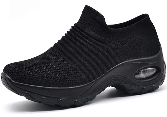 tqgold® Damen Sneaker Wedges mit Keilabsatz Atmungsaktive Turnschuhe Sportschuhe Freizeitschuhe Erhöht Einlegesohle 4.5CM