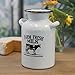 Enamel White Farm Fresh Milk Jug Decor Metal Black/White